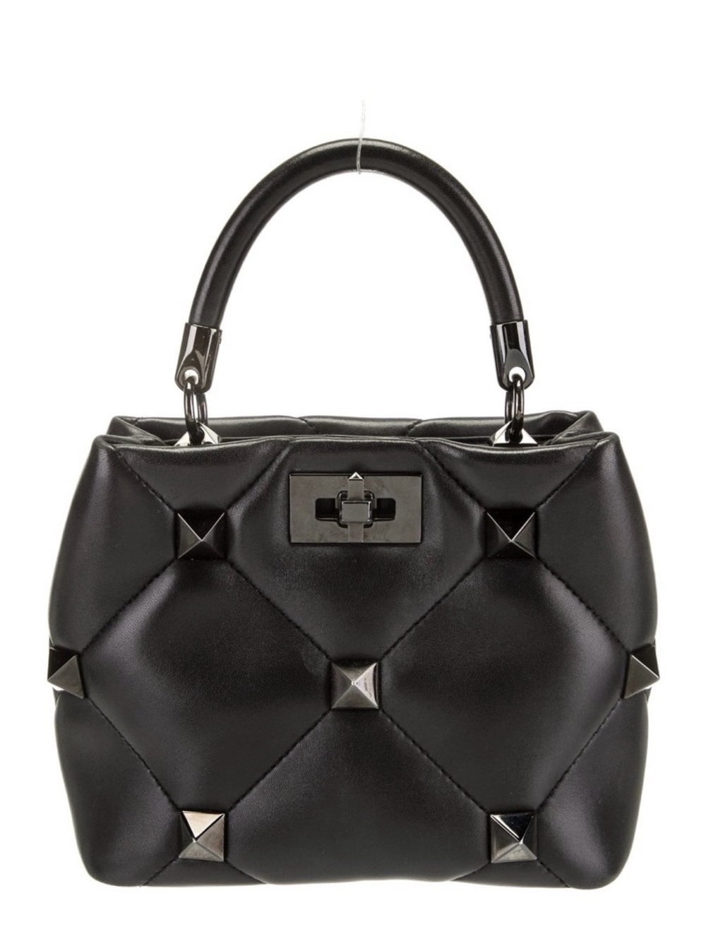 Valentino Black Quilted Rock Stud Top-Handle Bag
